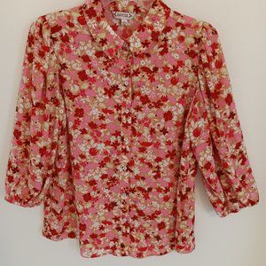 Nanette Lepore red floral print blouse
